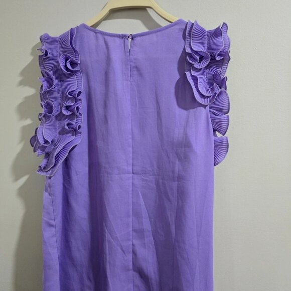 NWT Vine & Love Women's Top M Ruffle Trim Purple Cottage Core Whimsical - Picture 3 of 3